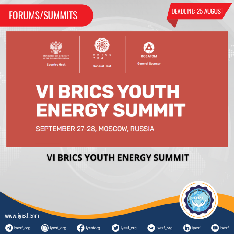 Apply as a Delegate for the VI BRICS Youth Energy Summit