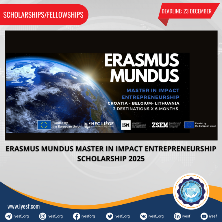 Applications are now Open for the Erasmus Mundus Master in Impact Entrepreneurship Scholarship 2025